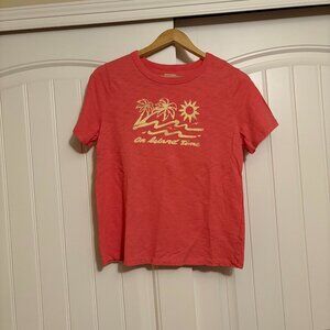Old Navy Everyday T Shirt Small Orange On Island Time Beach Graphic Coral Pink